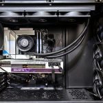 Interior view of a gaming PC showcasing a GeForce RTX graphics card and high-performance cooling system. – Xiaomi smart air fryer