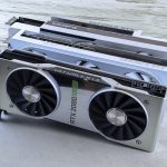 Three NVIDIA GeForce RTX graphics cards stacked on a surface, showcasing their sleek design and branding details. – best budget gpu 2026