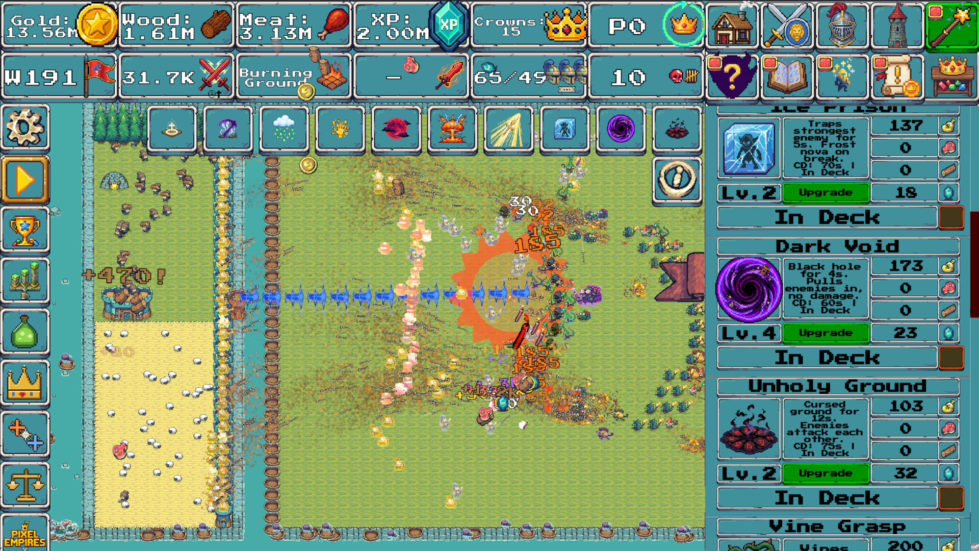a computer game interface, displaying various elements such as characters, items, and game statistics on a fantasy-themed map