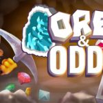 Crypto-themed video game poster featuring a character in a mining outfit, a treasure chest, and the text 'Ore & Odds' prominently displayed