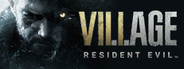 Resident Evil Village banner featuring a man and a village, emphasizing the game's title